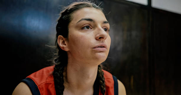istock Woman sitting on court 1793136473
