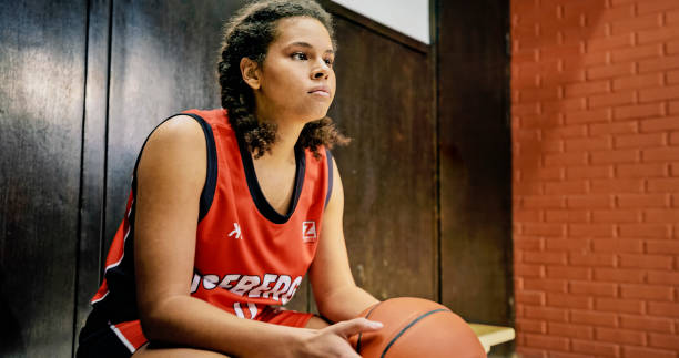 istock Woman sitting on court 1793136491