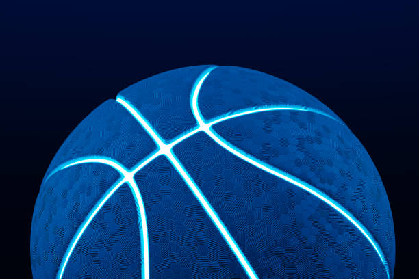 istock Dark blue basketball ball on black background 1793142457