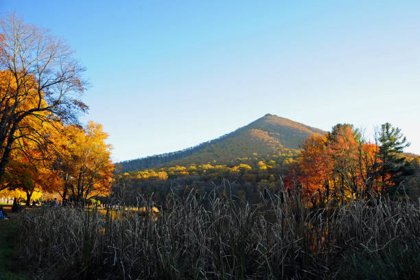 A beautiful fall day at the Peaks of Otter in the Blue Ridge Mountains in the town of Bedford, Virginia.