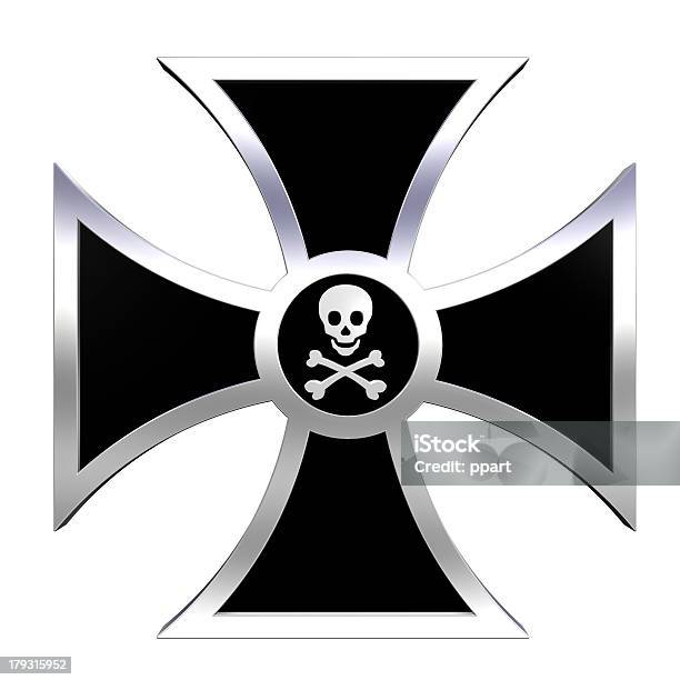 Black Cross With Skull And Crossbones Isolated On White Stock Photo - Download Image Now