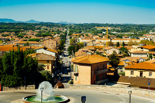 Looking west along Via Bruno Buozzi in the town of Castiglione del Lago in the southern Tuscan region of Italy.
