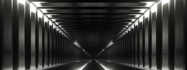 istock Black tunnel with white neon 1793160740