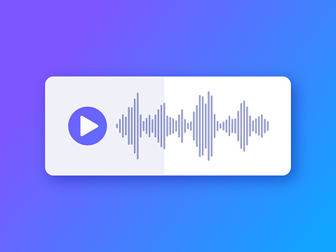 Audio line podcast music sound wave form gradient design element.