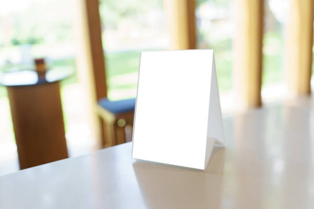 istock Mock up Menu frame standing on wood table in Bar restaurant cafe 1793161337