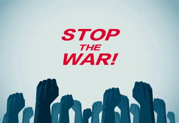 Vector illustration of Anti-war demonstration