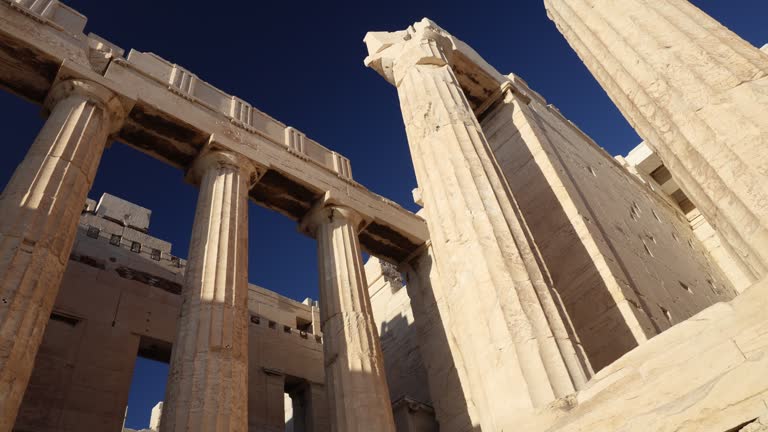 Propylaea arches, in the monumental Acropolis of Athens (Greece).