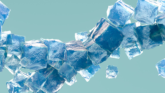 Ice cubes. Digitally generated image.