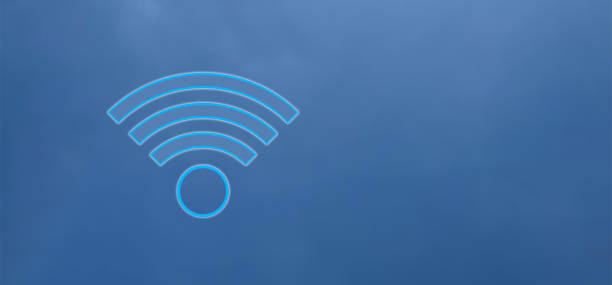 istock Wi-Fi symbol on blue sky background 1793181042