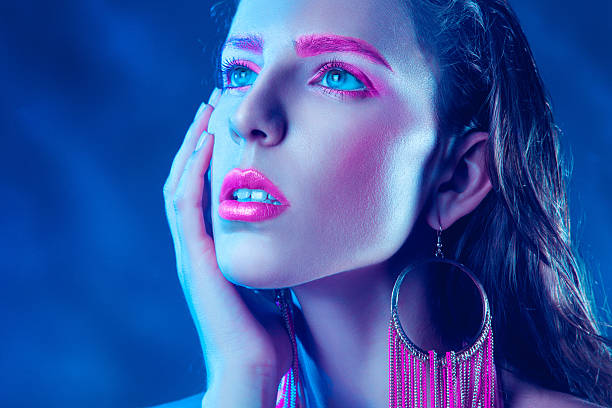 istock Cutie woman with pink makeup looking up 179318638