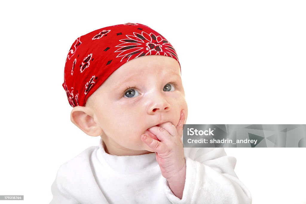 Bebê Menino em Pano de Cabeça - Foto de stock de 0-11 meses royalty-free