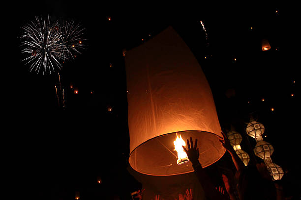 Flying lantern yeepeng festival - foto de stock