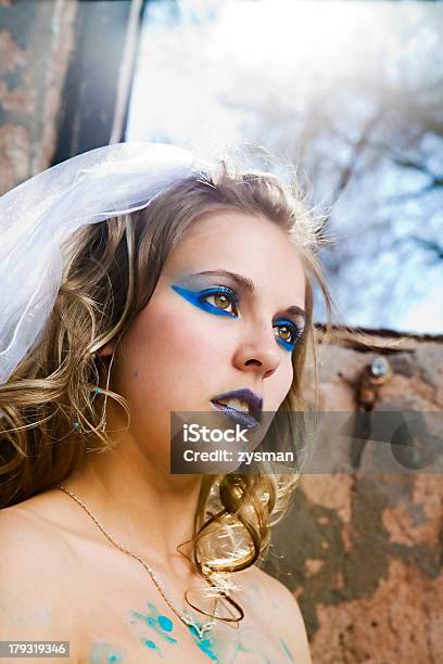 Blue Paint Bride Stock Photo - Download Image Now - Adult, Beautiful People, Beauty