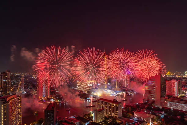 istock Bangkok Thailand, Fireworks countdown display celebration, Colorful New Year Firework 1793197246