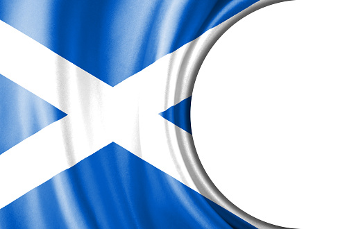 Abstract illustration, Scotland flag with a semi-circular area White background for text or images.