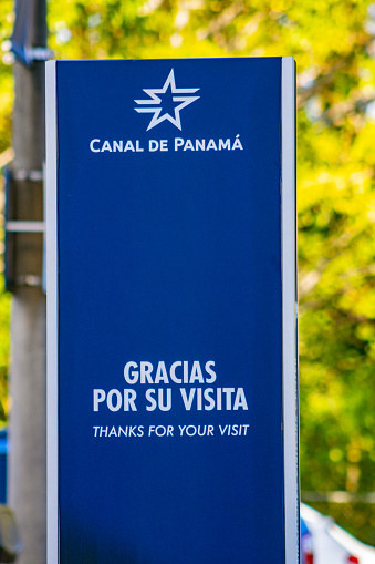 Thanks for visiting sign at Panama Canal