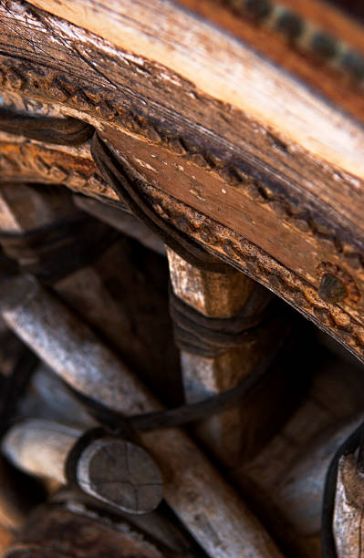 Detail of old wagon wheel stock photo
