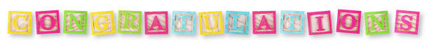 istock Congratulations concept with childs wood blocks with clipping path 1793219049