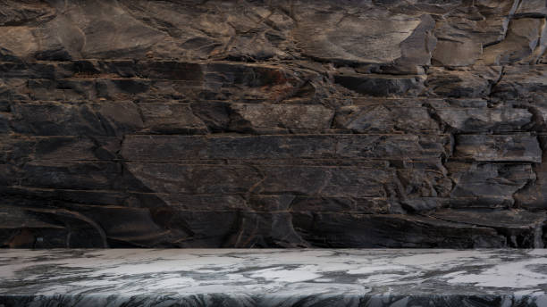 istock Rough Elegance: Grey Stone Countertop with Detailed Natural Patterns, Perfect for Kitchens. 1793224469