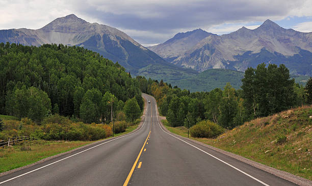 Road into the San Juan Mountains and Wilson Peak, Colorado The Road into the San Juan Mountains and Wilson Peak, Rocky Mountains, Colorado sneffels range stock pictures, royalty-free photos & images