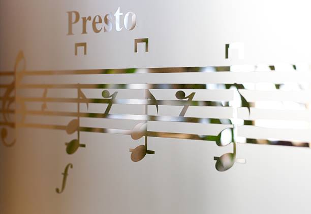 Musical notes on frosted glass, art background