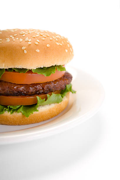 Burger in dish stock photo