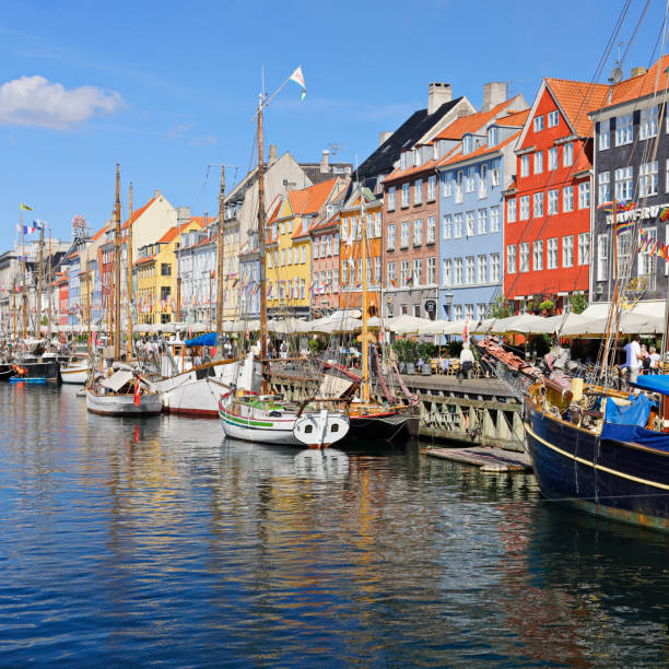 daytime view of Nyhavn - the canal district of Copenhagen (Denmark).
