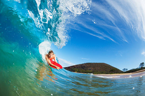 istock Body Boarder Surfing Blue Ocean Wave 179324360