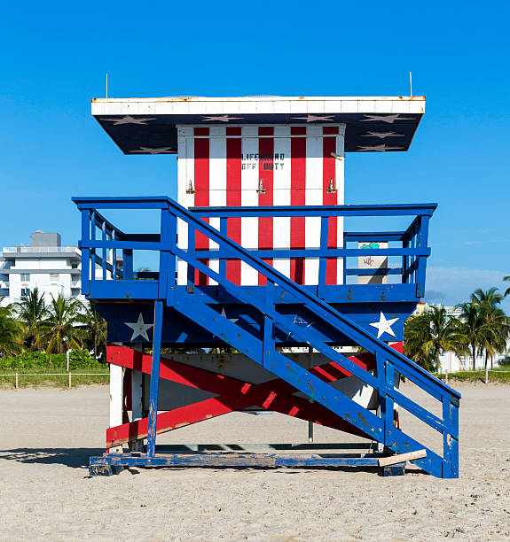 istock Lifeguard cabin on empty beach, Miami, Florida 179324792