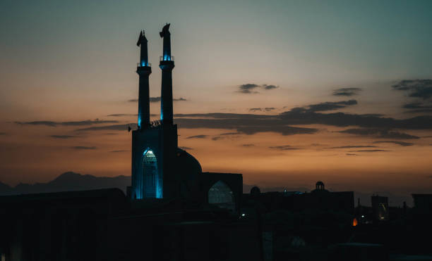 istock Blue lit Jameh Mosque at sunset, Yazd, Iran 1793248873