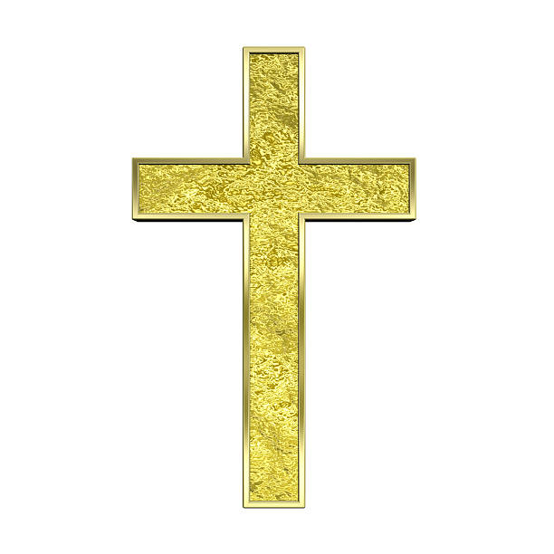 Gold cross isolated on white