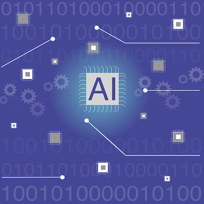 AI symbol technological microship concept