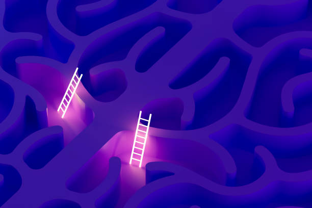 istock Mental Health, Brain Shape Labyrinth with Staircase 1793270254