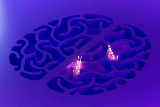 istock Mental Health, Brain Shape Labyrinth with Staircase 1793270791