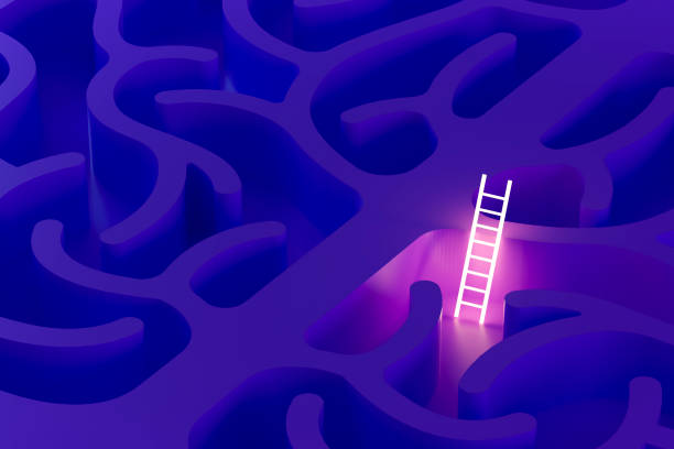 istock Mental Health, Brain Shape Labyrinth with Staircase 1793270892