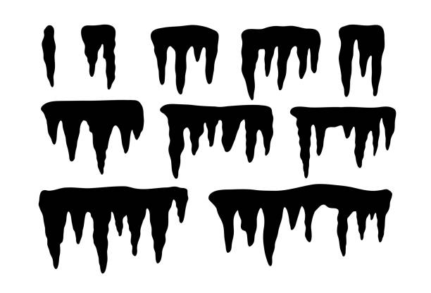 Set of icicles. Current inks. Set of icicles. Stalactite. Weather symbol. Vector illustration isolated on white background. Current inks. icicle cartoon stock illustrations
