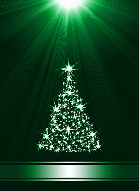 istock Christmas tree made of stars against green background 179328505