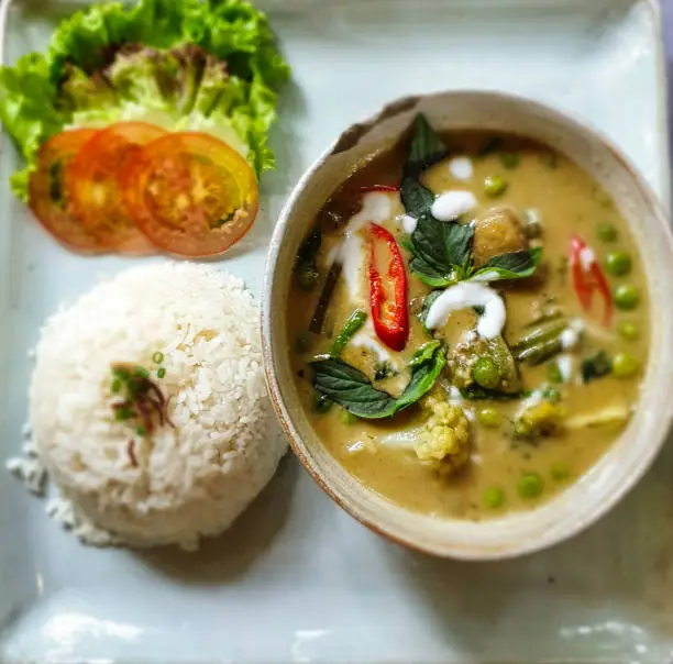 Cambodian Fish Curry and Rice at Siem Reap, Cambodia, Asia