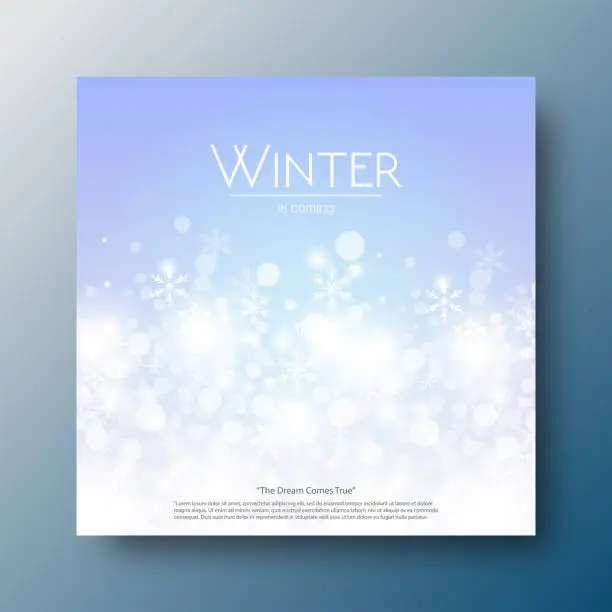 Vector illustration of Winter Scene With Glowing Snowflakes Banner Background
