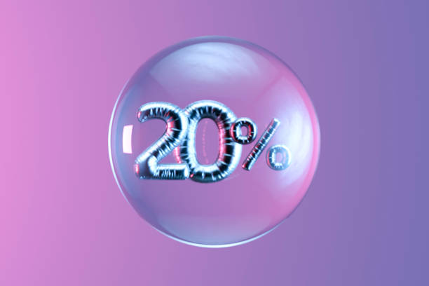 유리 구체에서 판매 20% 할인 - number 20 percentage sign number glass 뉴스 사진 이미지