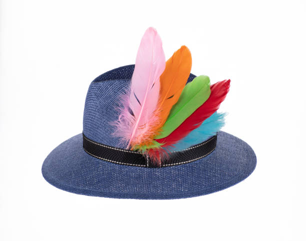 istock blue summer hat with feathers isolated on white background 1793301924