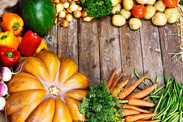 istock Rustic fall harvest of healthy fruit and vegetables 179330276