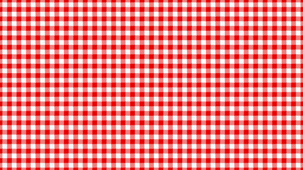 Vector tablecloth seamless pattern Red and white checked tablecloth pattern, plaid gingham for picnic. Carefully layered and grouped for easy editing. This illustration is designed to make a smooth seamless pattern if you duplicate it vertically and horizontally to cover more space. picnic stock illustrations