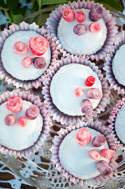 Rose cupcakes. stock photo