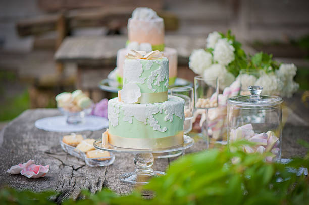 Close up on the cakes. stock photo