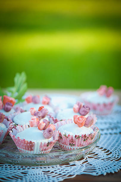 Rose cupcakes. stock photo