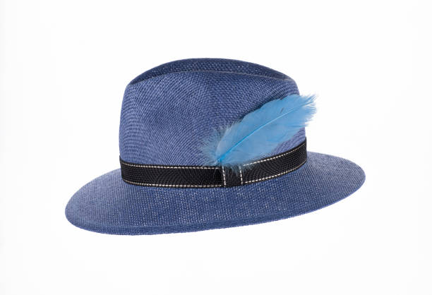 istock blue summer hat with feathers isolated on white background 1793319601