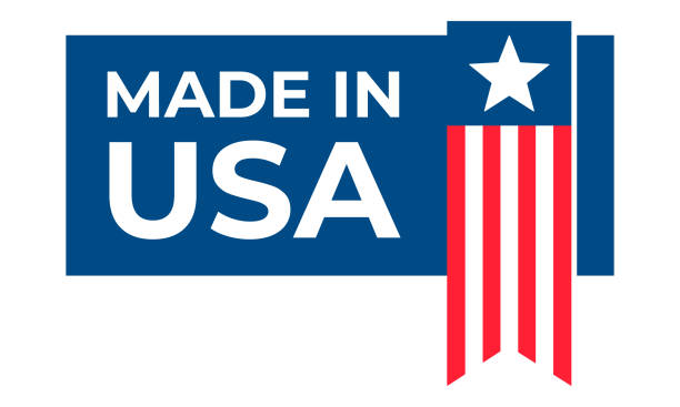 made in usaのバナー。フラットスタイル。 - made in the usa sign retro revival label点のイラスト素材／クリップアート素材／マンガ素材／アイコン素材