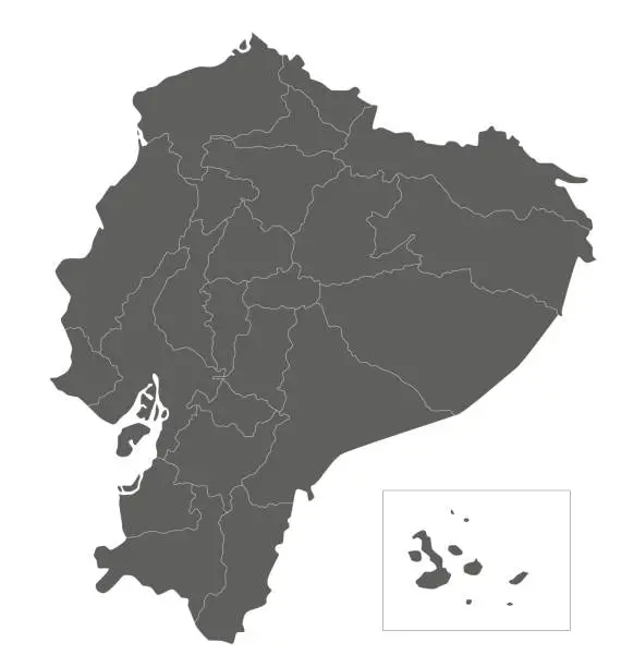 Vector illustration of Vector blank map of Ecuador with provinces and administrative divisions. Editable and clearly labeled layers.