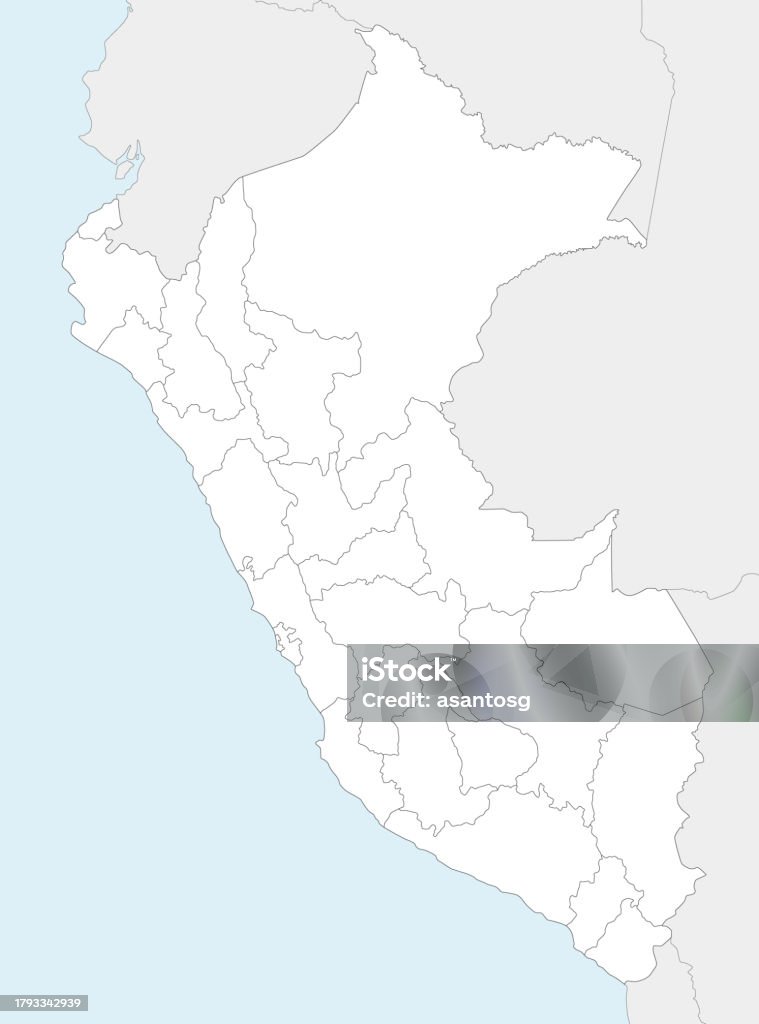 Mappa Vettoriale Vuota Del Perù Con Dipartimenti Province E Divisioni